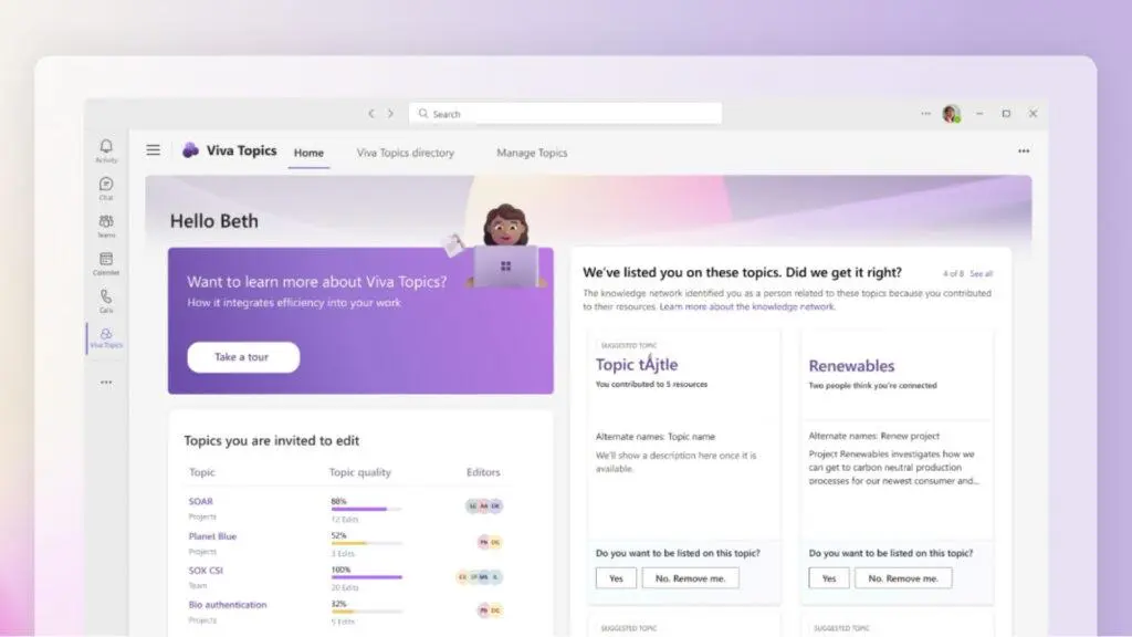 KOM4TEC - Microsoft Viva - Topics - Viva Topics-App für Microsoft Teams nutzen