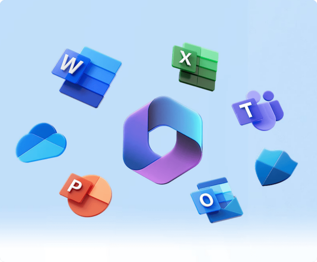 Kom4tec - KI - Microsoft 365 Logos mit Hintergrund