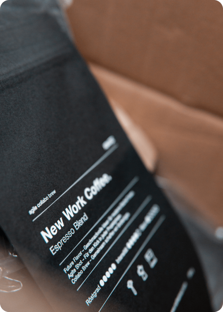 KOM4TEC - Landingpage Kaffee Braun - New Work Coffee - Kaffee Verpackung ohne Befüllung