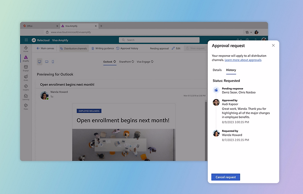 KOM4TEC - Microsoft Viva - Amplify - Genehmigung auf Website verwalten